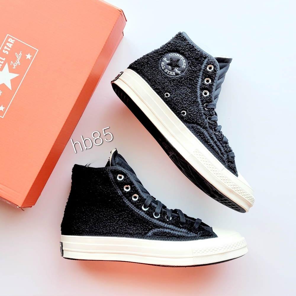 Converse Chuck 70 Varsity Hi Faux Shearling Black Egret Men's 8